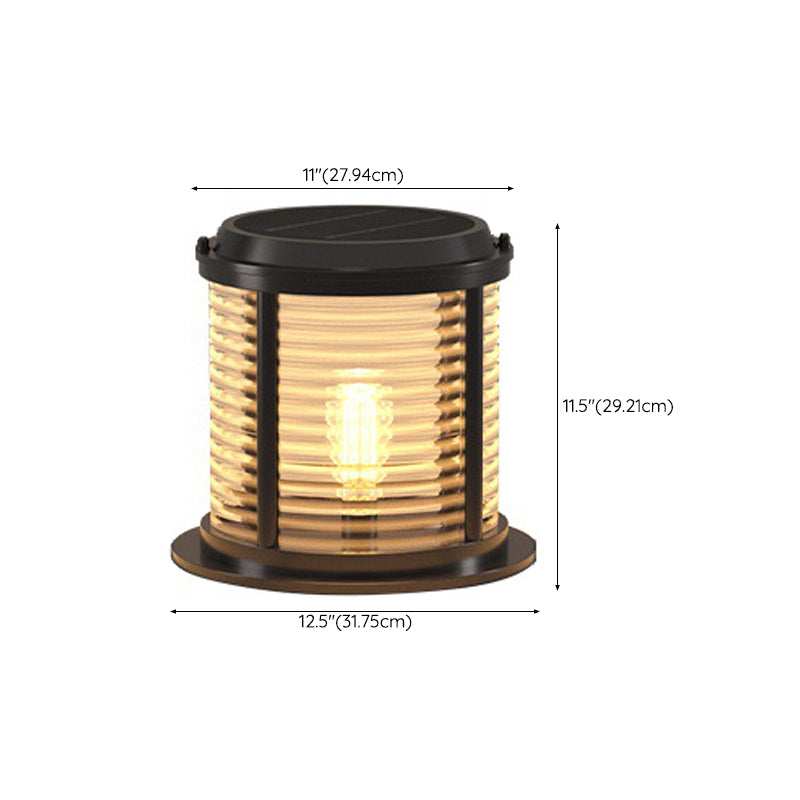 Contemporary Metal Circle Shape Outdoor Waterproof Light with Glass Shade