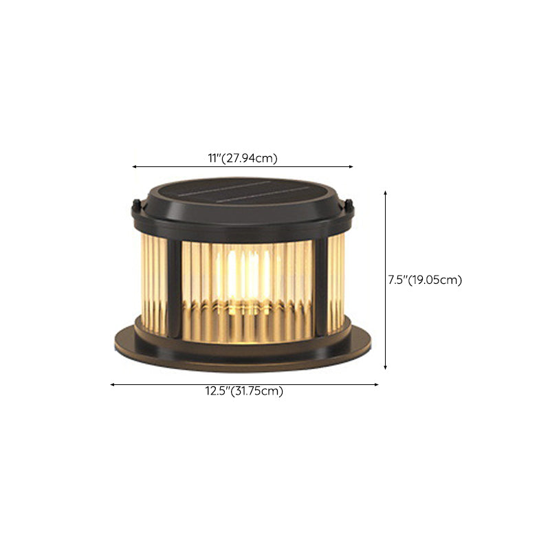 Contemporary Metal Circle Shape Outdoor Waterproof Light with Glass Shade