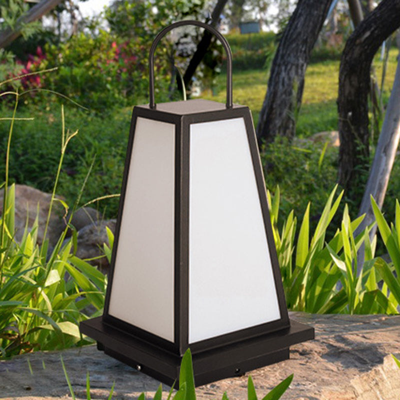 Contemporary Waterproof Outdoor Solar Pillar Lamp in Black for Courtyard