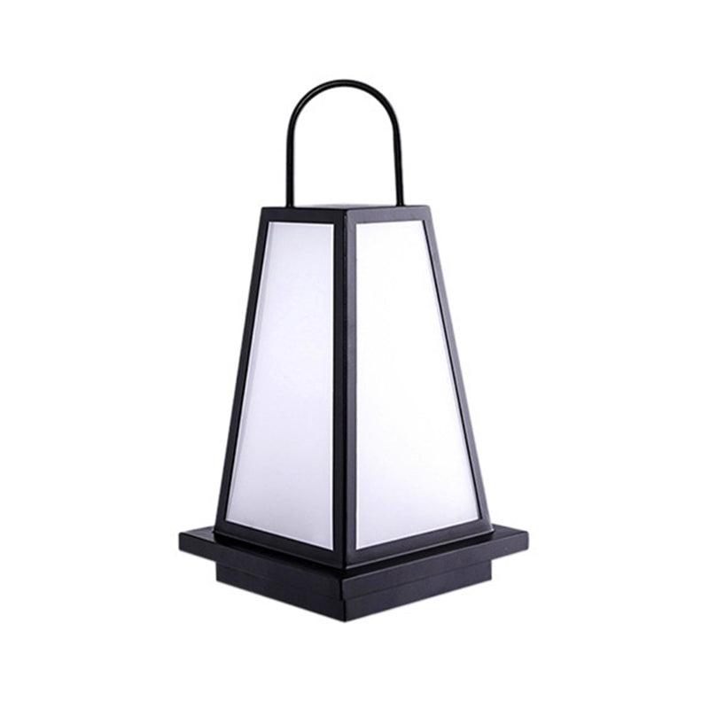 Contemporary Waterproof Outdoor Solar Pillar Lamp in Black for Courtyard