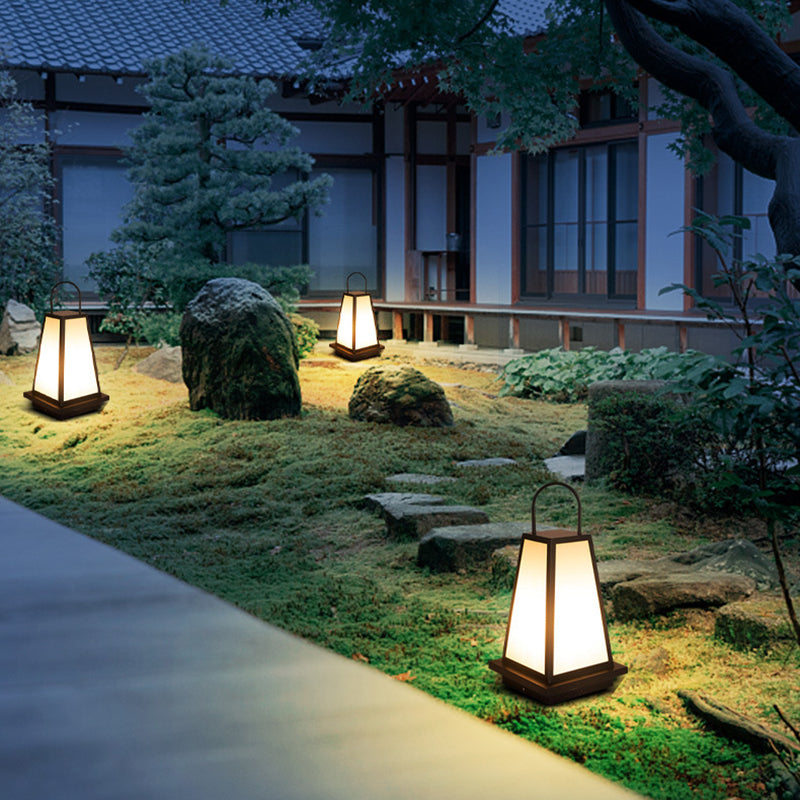 Contemporary Waterproof Outdoor Solar Pillar Lamp in Black for Courtyard