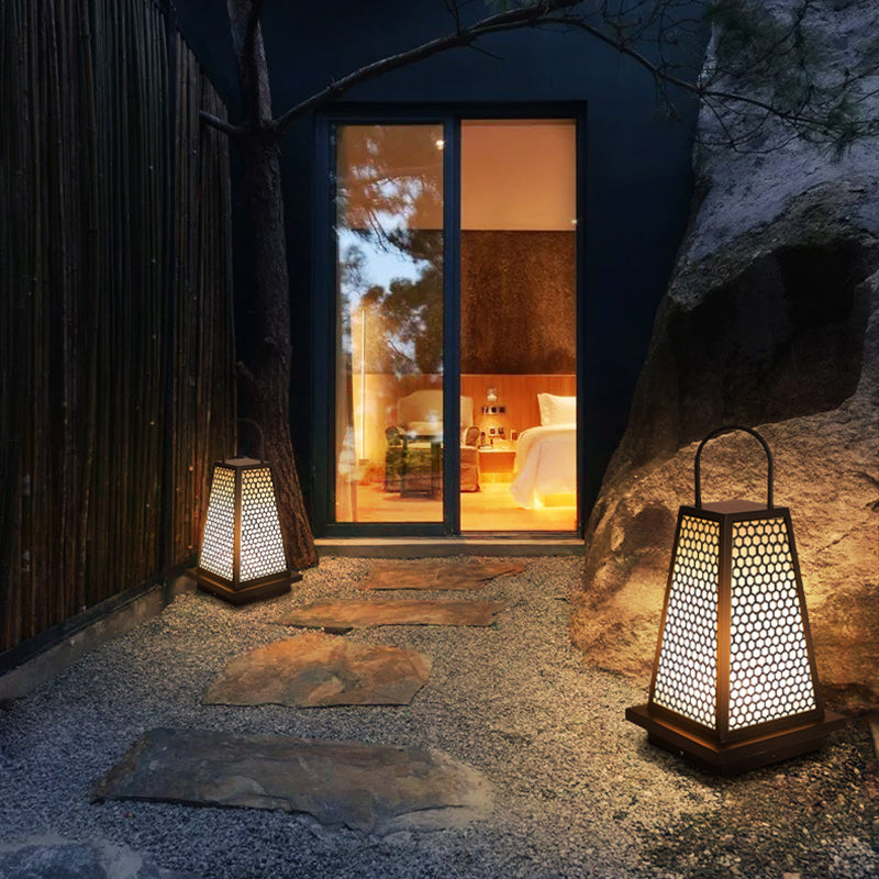 Contemporary Waterproof Outdoor Solar Pillar Lamp in Black for Courtyard