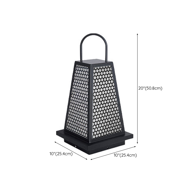 Contemporary Waterproof Outdoor Solar Pillar Lamp in Black for Courtyard