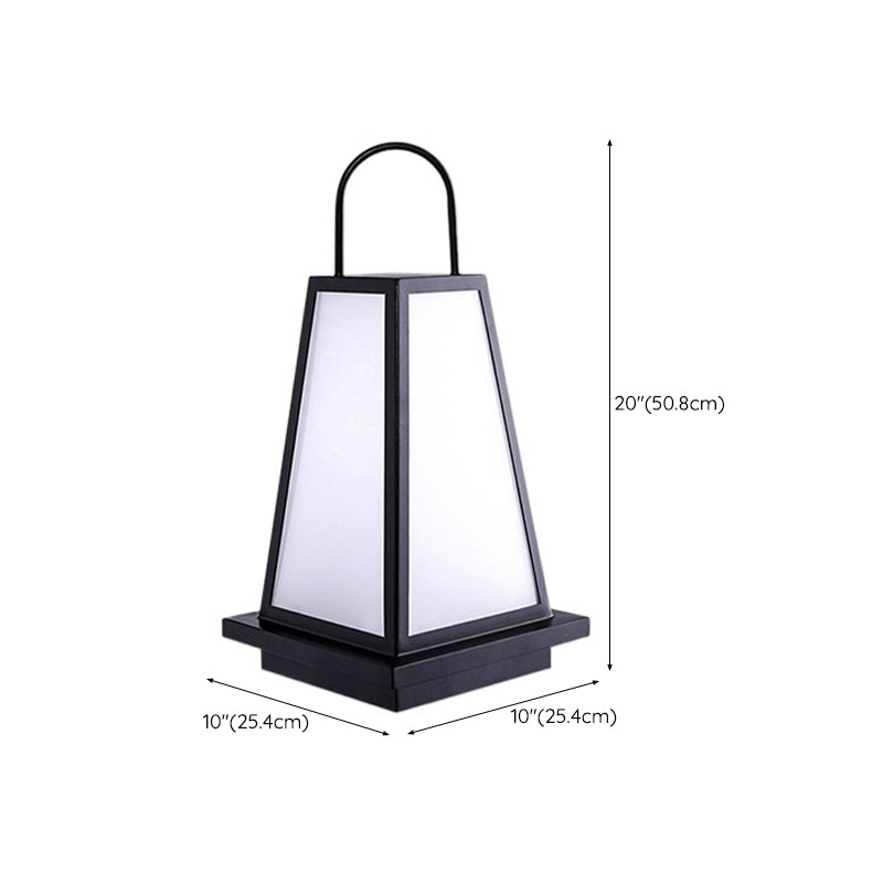 Contemporary Waterproof Outdoor Solar Pillar Lamp in Black for Courtyard
