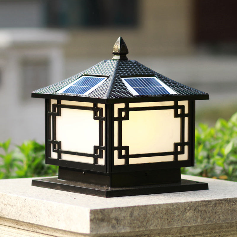 Contemporary LED Pillar Lamp Simple Solar Lighting Fixture with Acrylic Shade for Garden