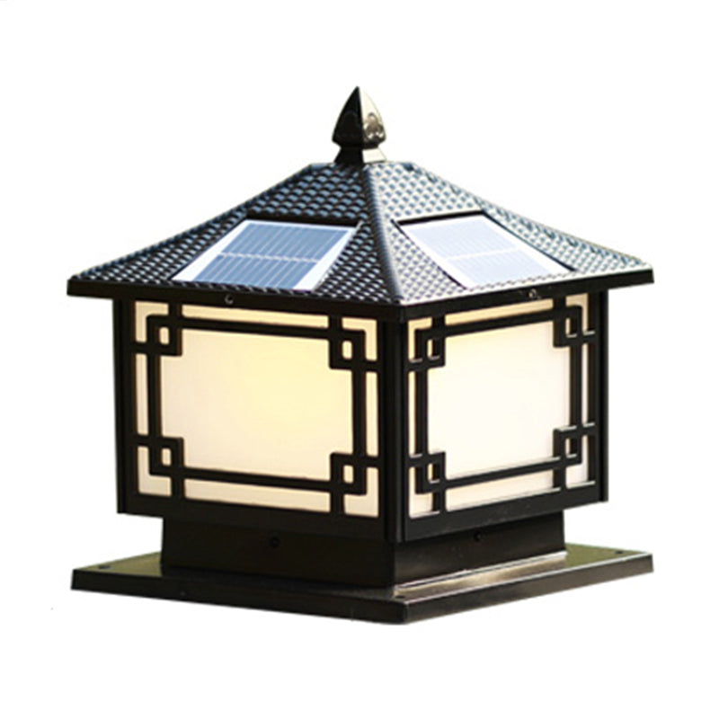 Contemporary LED Pillar Lamp Simple Solar Lighting Fixture with Acrylic Shade for Garden