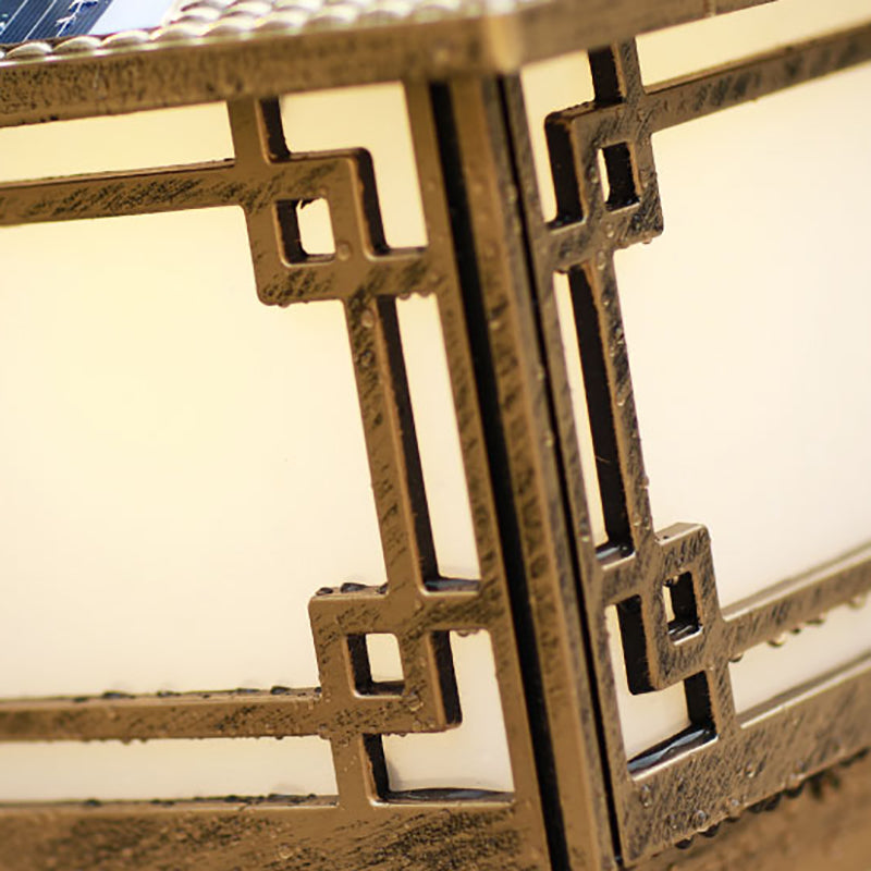 Contemporary LED Pillar Lamp Simple Solar Lighting Fixture with Acrylic Shade for Garden