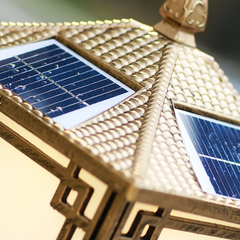 Contemporary LED Pillar Lamp Simple Solar Lighting Fixture with Acrylic Shade for Garden