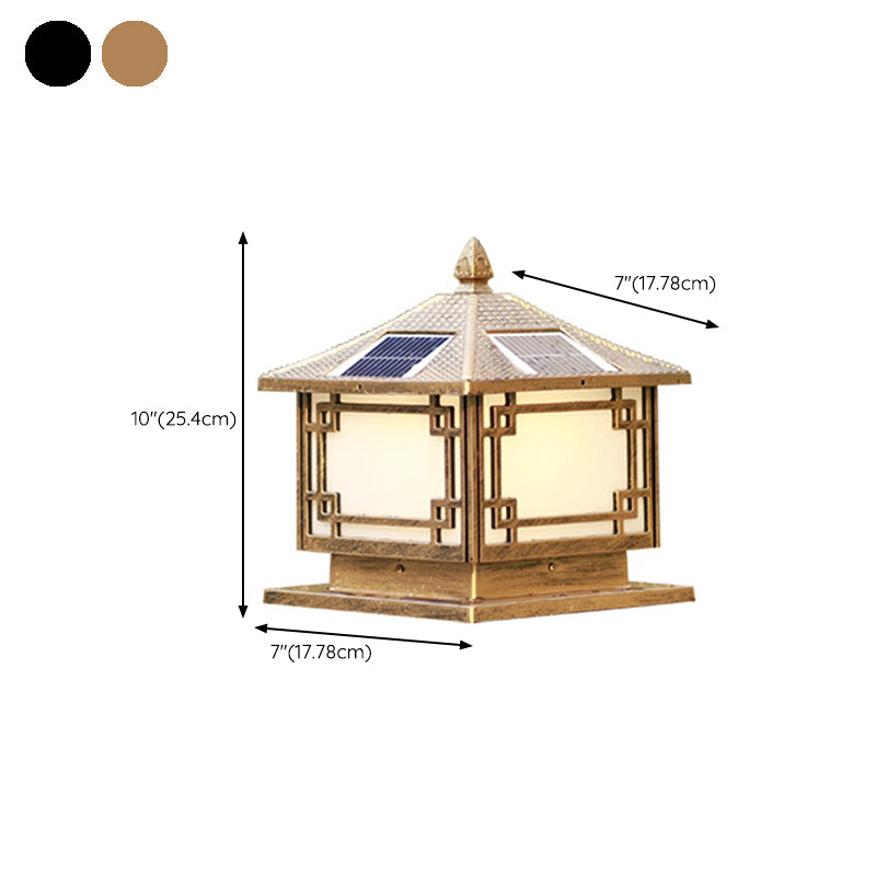 Contemporary LED Pillar Lamp Simple Solar Lighting Fixture with Acrylic Shade for Garden