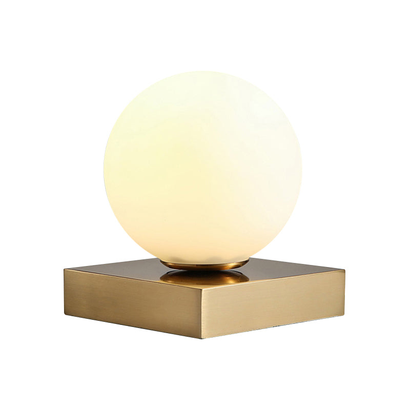 Modernisme ronde bal tafellamp wit glas