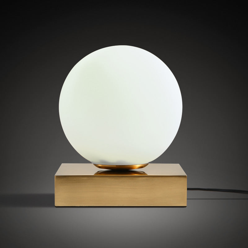 Modernisme ronde bal tafellamp wit glas