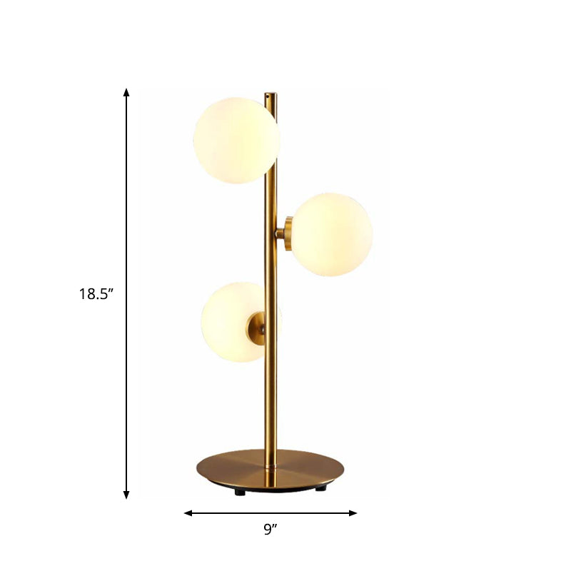 3 Lights Table Lamps Post Modern Style Gold Table Light with Globe White Glass Shade