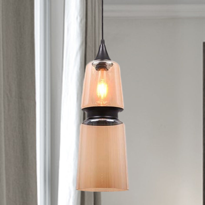 Gourde brune / ellipse / pendentif en cône moderne 1 luminaire de suspension en verre léger pour salle à manger