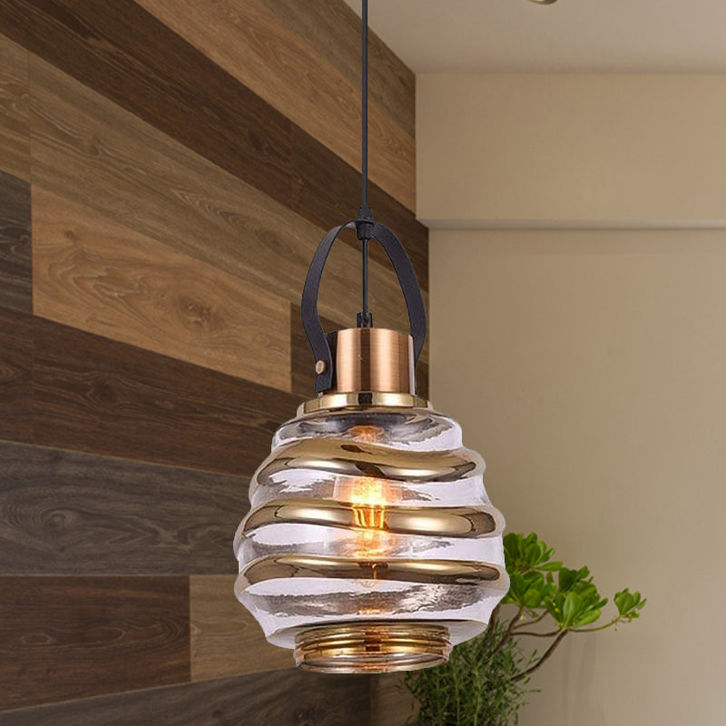 Cylinder/Ball/Oval Swirl Glass Pendant Lighting Contemporary 1 Light Silver/Rose Gold/Amber Hanging Ceiling Light Fixture