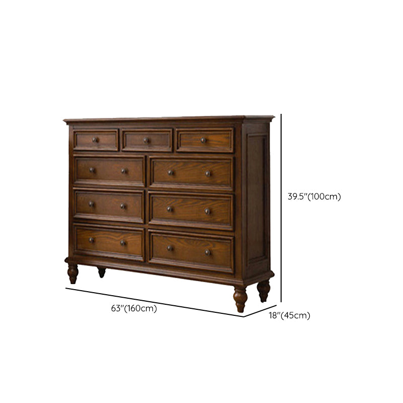 Solid Wood Traditional Storage Chest Dresser with 3/4/5/6/7/8/9/10 Drawers