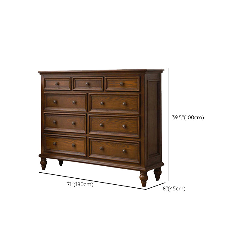 Solid Wood Traditional Storage Chest Dresser with 3/4/5/6/7/8/9/10 Drawers