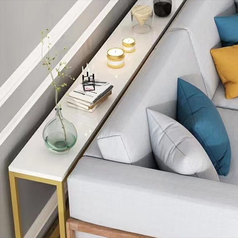 Rectangle Shape Contemporary Console Table Stone Console Sofa Table in White and Gold