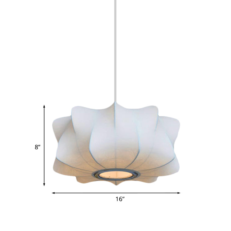 Moderno 1 colgante de suspensión de luz con sombra de tela Luz de techo colgante de linterna blanca