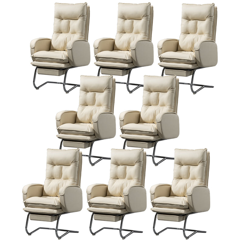 Modern Armless Office Chair Leather No Distressing No Wheels Ergonomic Desk Chair