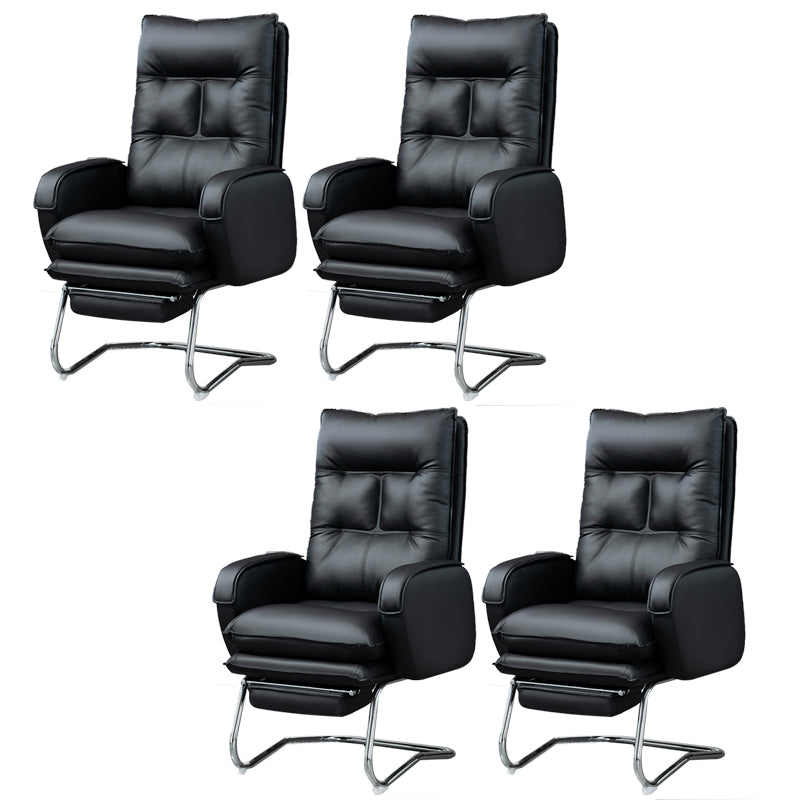 Modern Armless Office Chair Leather No Distressing No Wheels Ergonomic Desk Chair