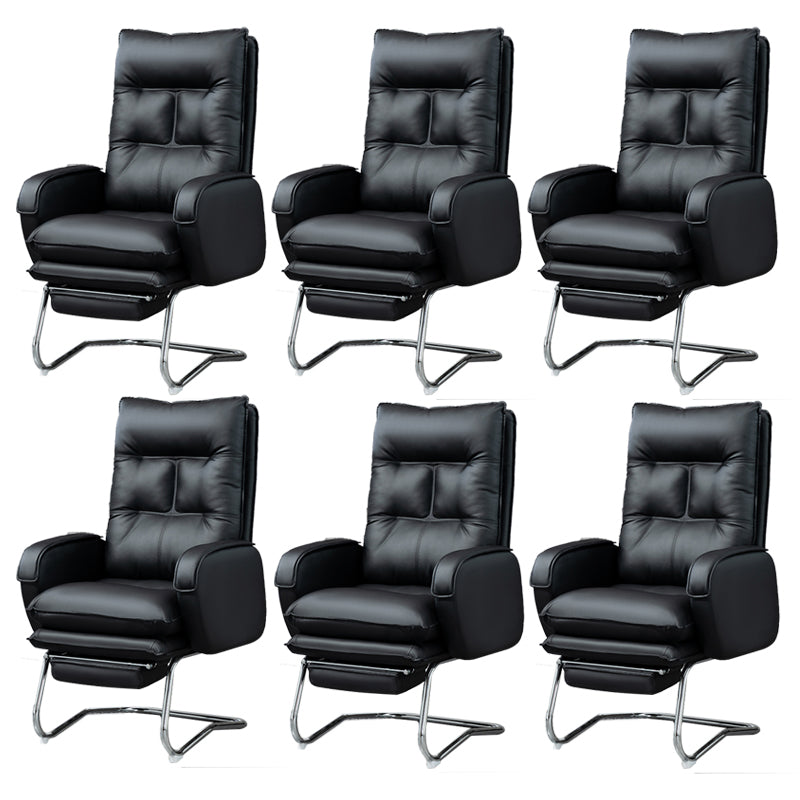 Modern Armless Office Chair Leather No Distressing No Wheels Ergonomic Desk Chair