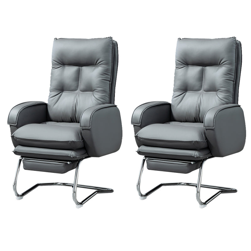 Modern Armless Office Chair Leather No Distressing No Wheels Ergonomic Desk Chair