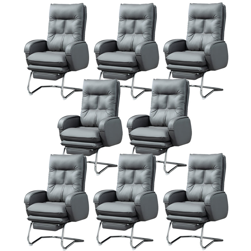 Modern Armless Office Chair Leather No Distressing No Wheels Ergonomic Desk Chair