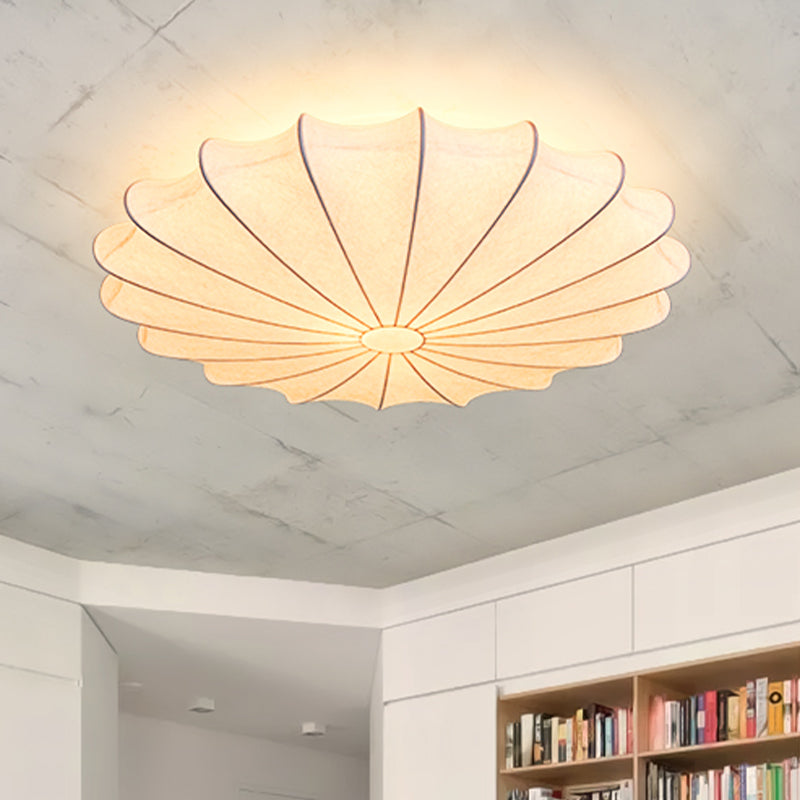 16"/23.5"W Scalloped Flush Mount Light Contemporary Fabric 1/3 Light White Flush Ceiling Light