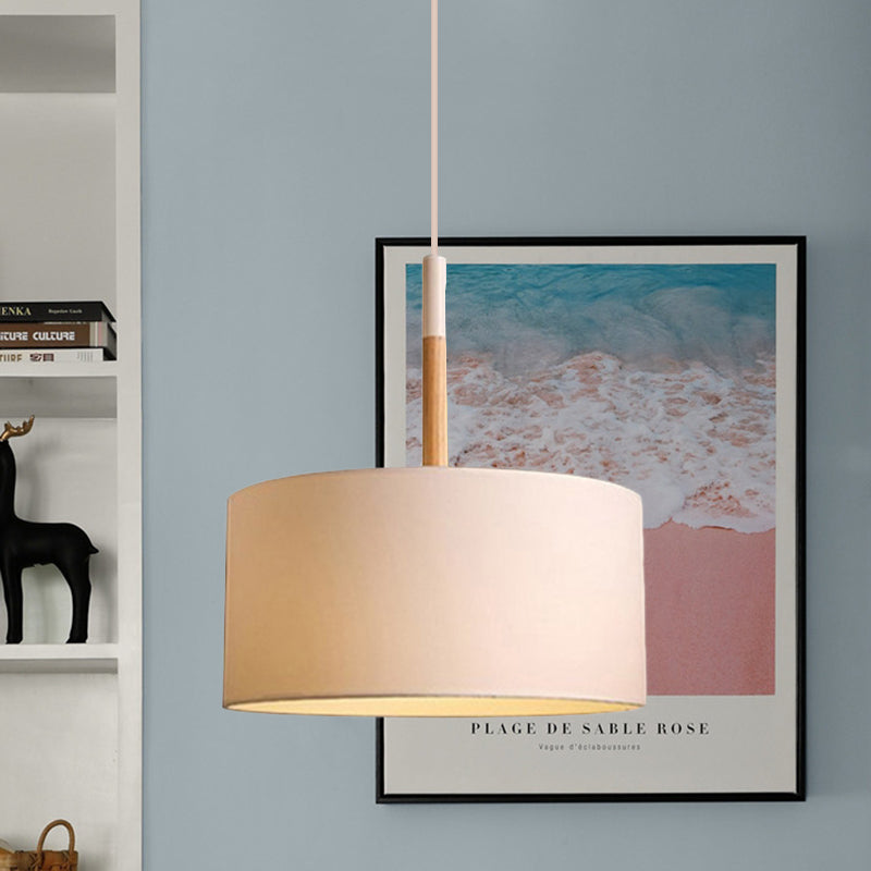 Tambour plafond pendentif éclairage simple tissu 10 "/ 16" dia 1 kit de lampe suspendue blanc / noir clair