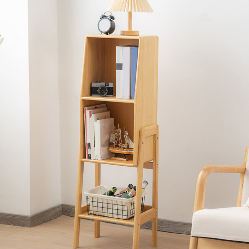 Closed Back Bamboo Bookshelf Contemporary Vertical Bookcase with Shelves