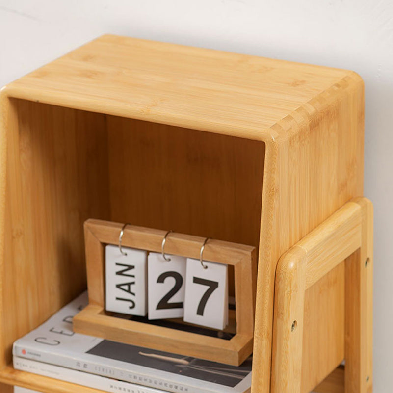 Closed Back Bamboo Bookshelf Contemporary Vertical Bookcase with Shelves