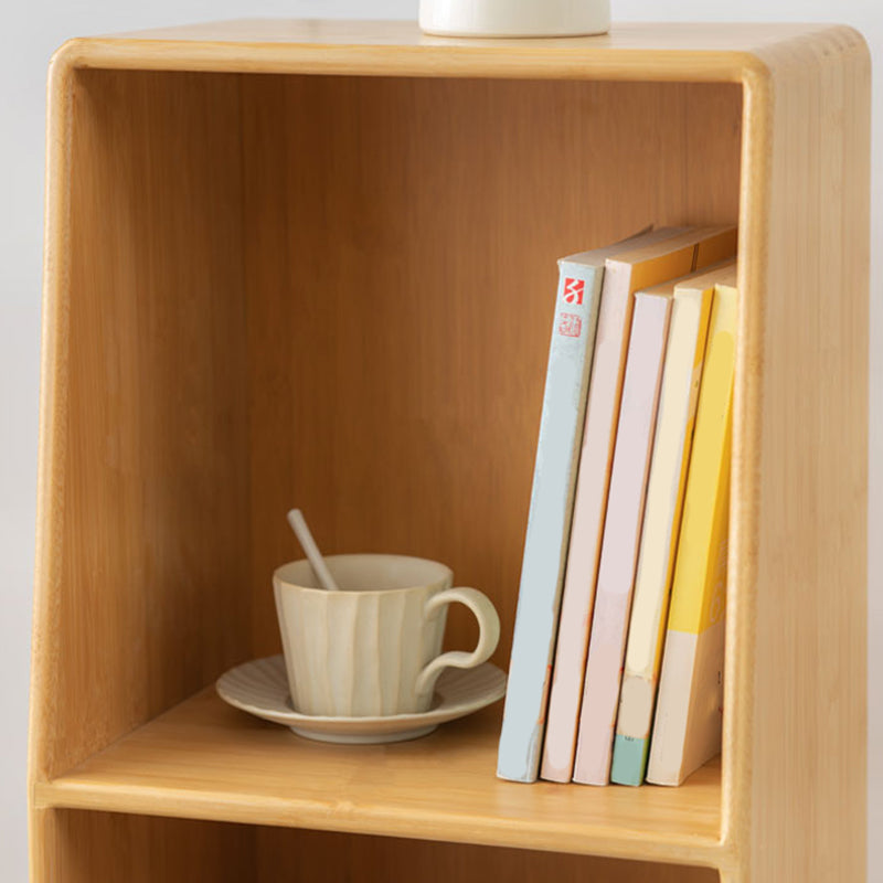 Closed Back Bamboo Bookshelf Contemporary Vertical Bookcase with Shelves