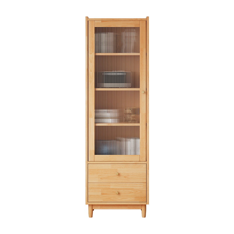 Contemporary Closed Back Bookshelf Solid Wood Bookcase with Drawers