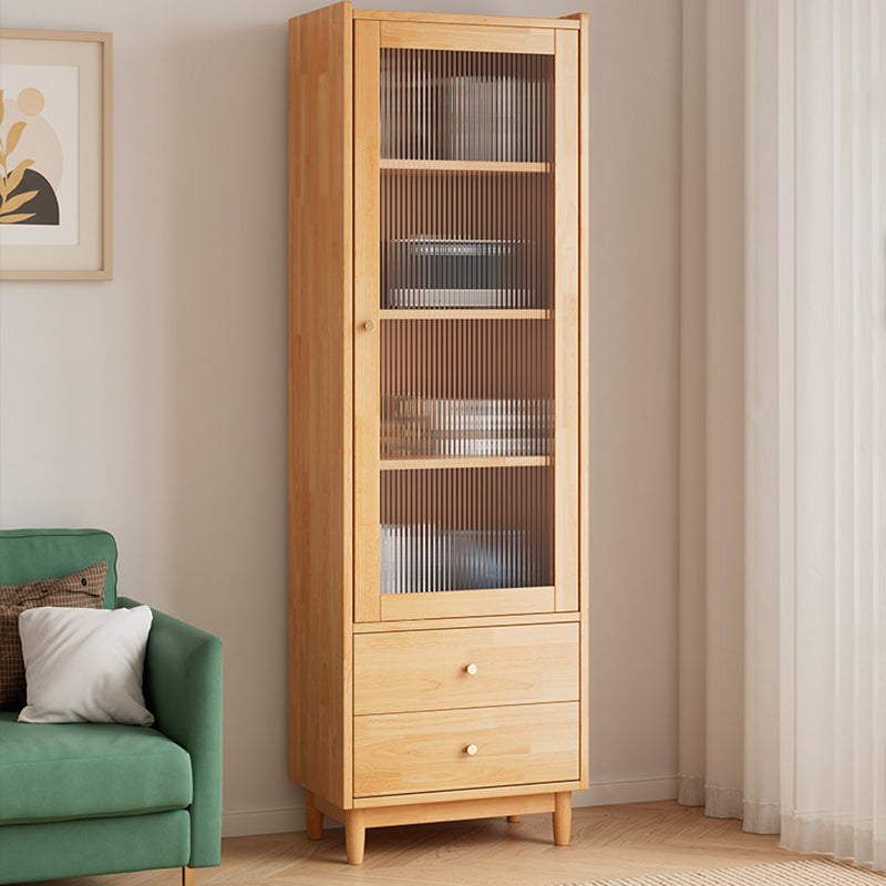 Contemporary Closed Back Bookshelf Solid Wood Bookcase with Drawers