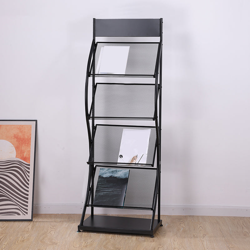Metal Contemporary Vertical Bookshelf Closed Back Bookcase with Shelves