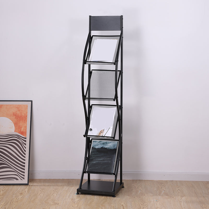 Metal Contemporary Vertical Bookshelf Closed Back Bookcase with Shelves