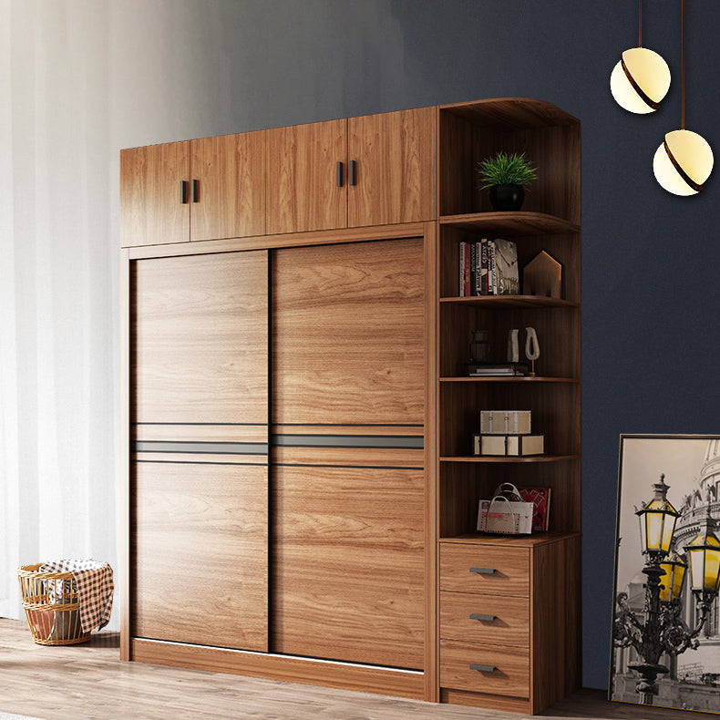 Bedroom Wooden Storage Cabinet Traditional Sliding Doors Wardrobe Armoire