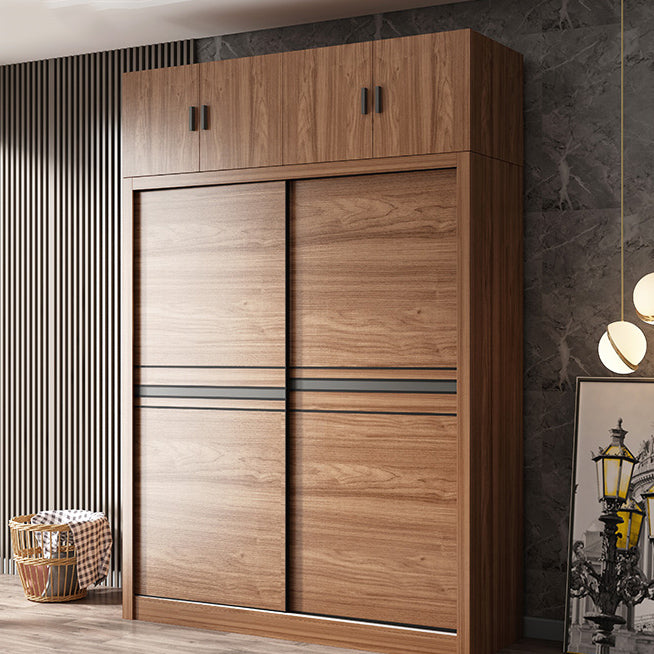 Bedroom Wooden Storage Cabinet Traditional Sliding Doors Wardrobe Armoire