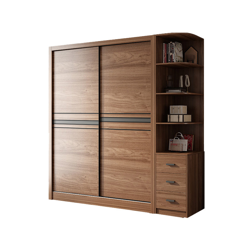 Bedroom Wooden Storage Cabinet Traditional Sliding Doors Wardrobe Armoire