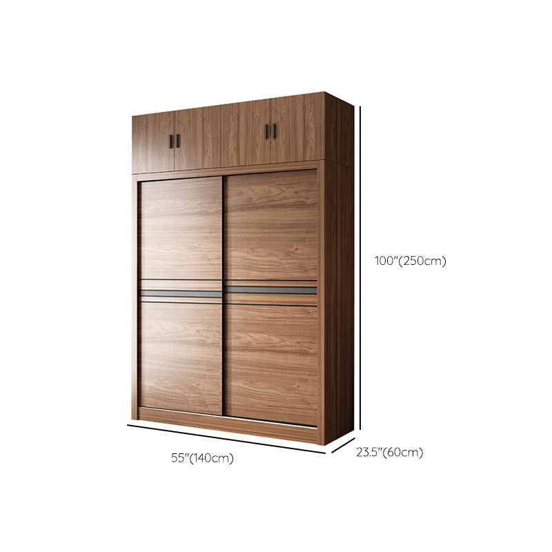 Bedroom Wooden Storage Cabinet Traditional Sliding Doors Wardrobe Armoire