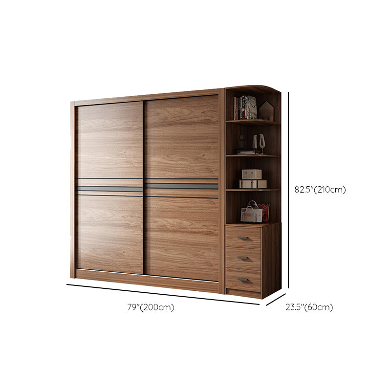 Bedroom Wooden Storage Cabinet Traditional Sliding Doors Wardrobe Armoire