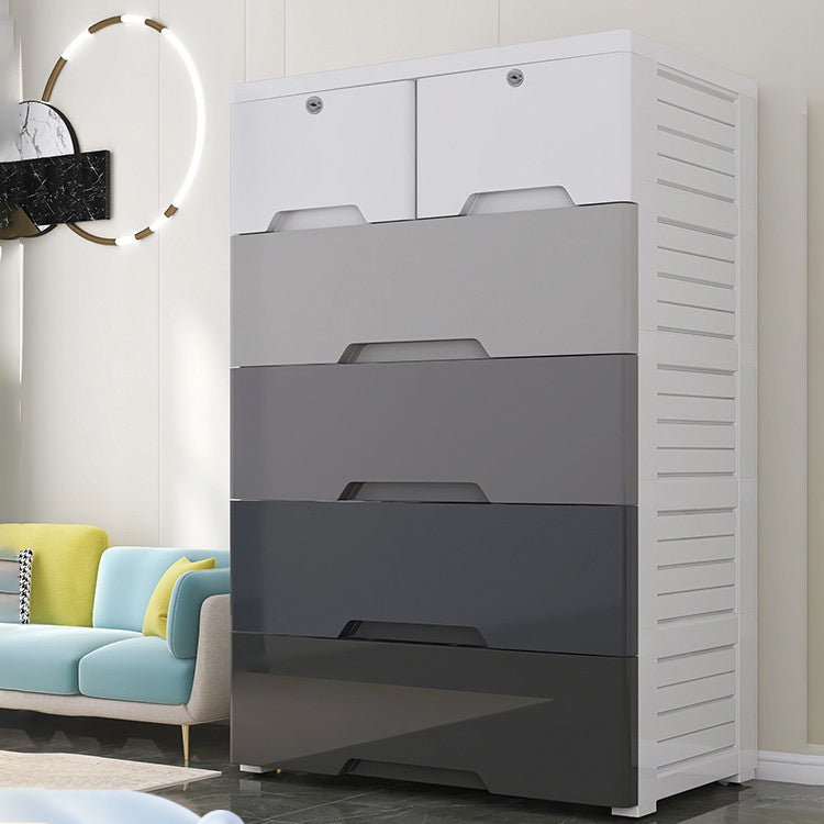 Contemporary Bedroom Wardrobe Plastic Drawers Storage Armoire