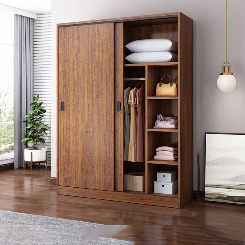 Engineered Wood Wardrobe Armoire Modern Storage Cabinet with Shelves
