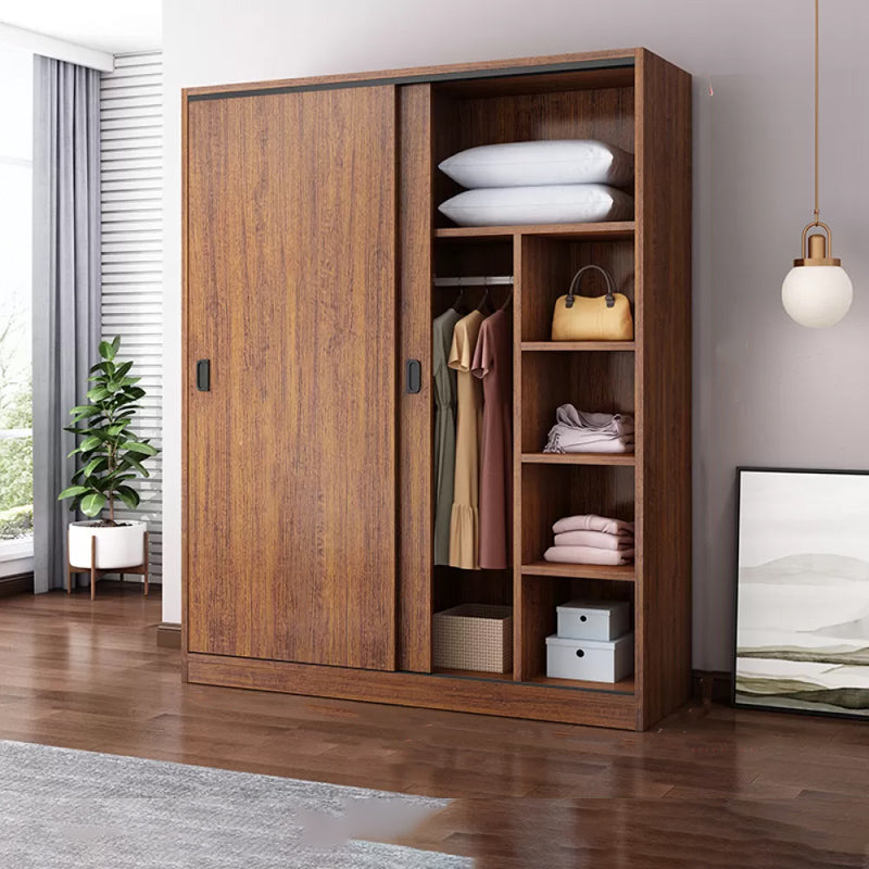 Engineered Wood Wardrobe Armoire Modern Storage Cabinet with Shelves