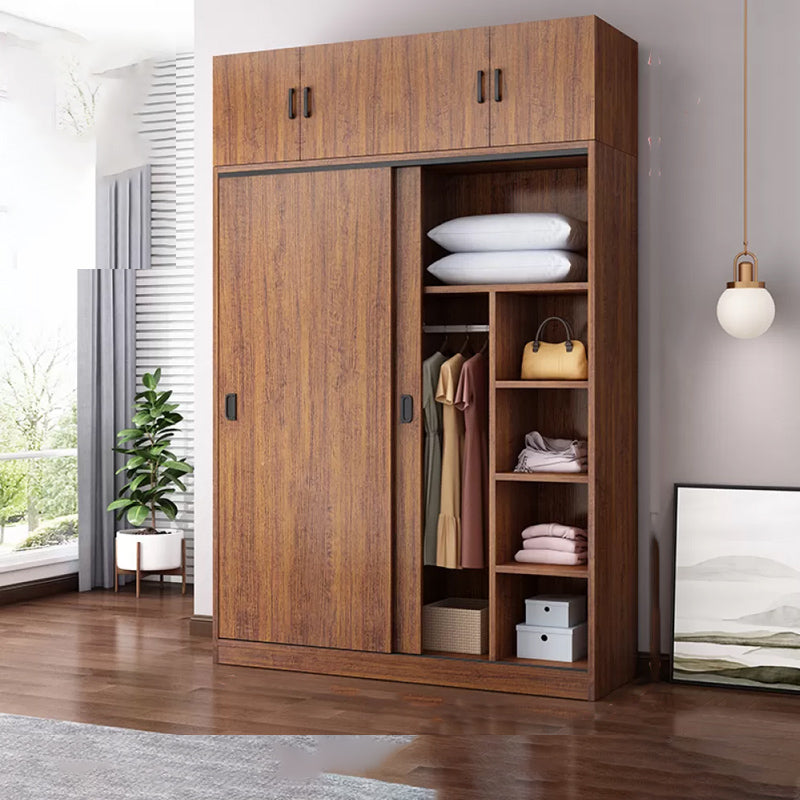 Engineered Wood Wardrobe Armoire Modern Storage Cabinet with Shelves
