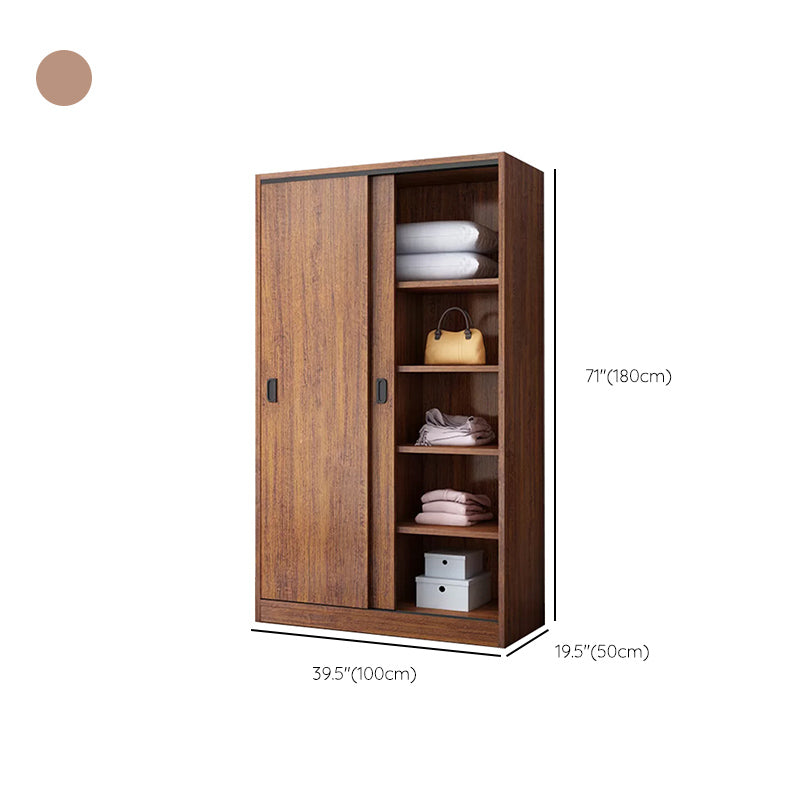 Engineered Wood Wardrobe Armoire Modern Storage Cabinet with Shelves