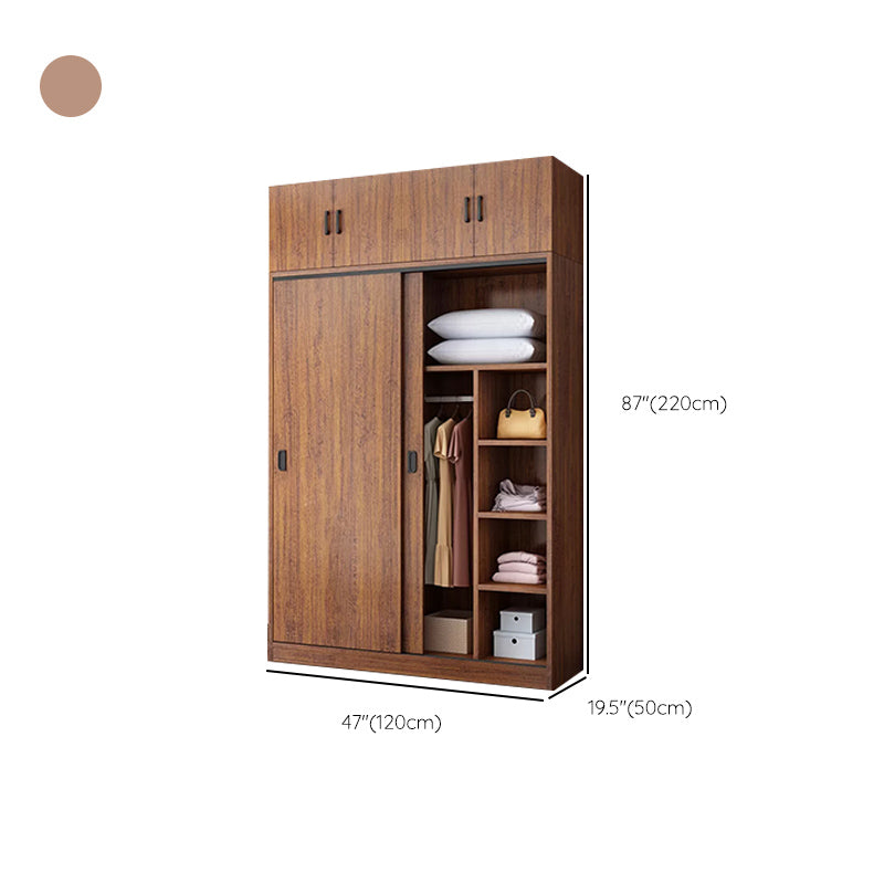 Engineered Wood Wardrobe Armoire Modern Storage Cabinet with Shelves