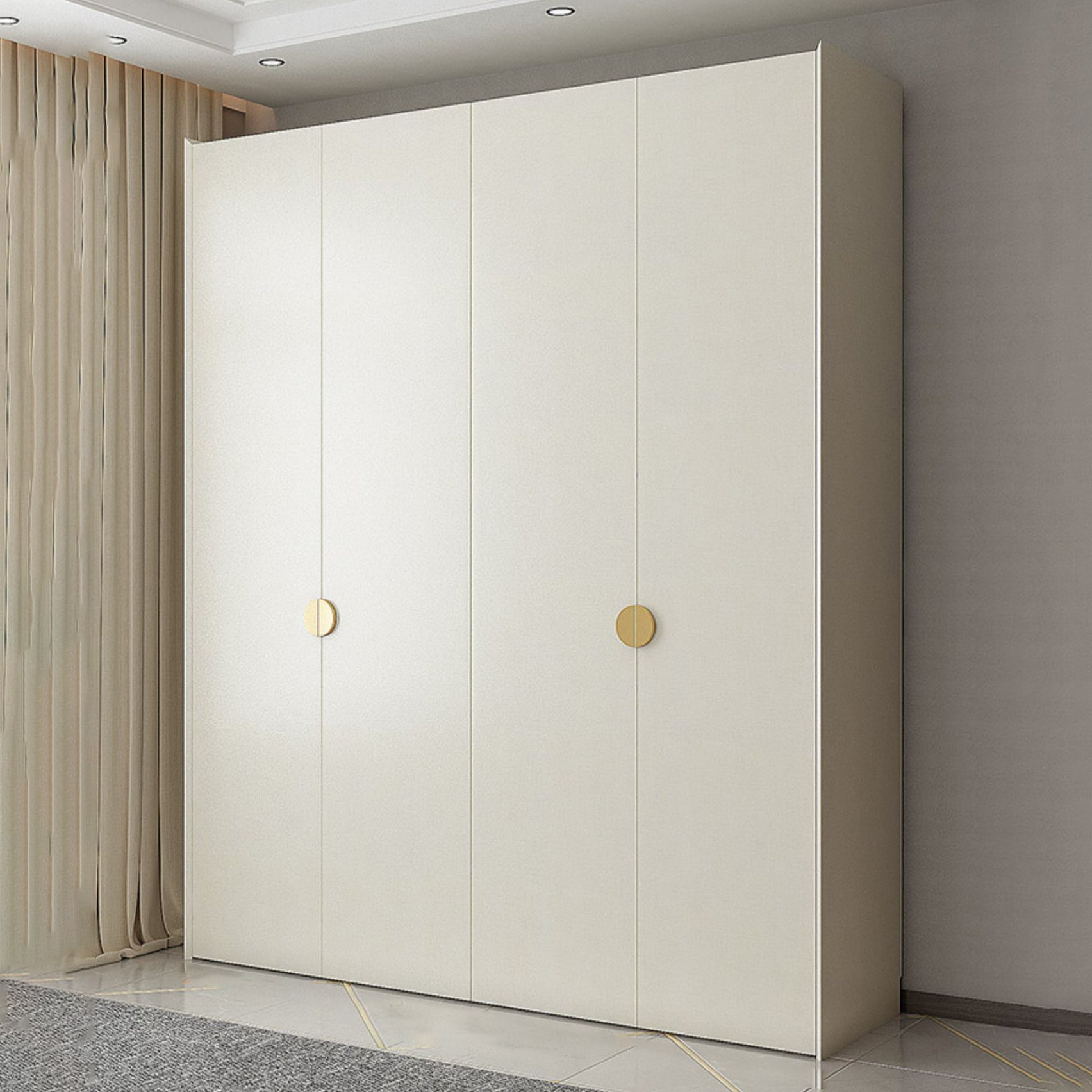 Engineered Wood Wardrobe Cabinet Modern Wardrobe Closet with Shelves for Home