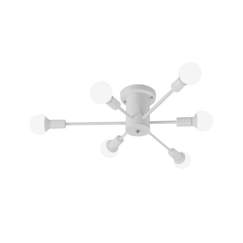 6/8/10 Heads Spoetnik Semi-Mount Verlichting Hedendaags Metaal Zwart/Wit/Goud Plafondgemonteerd Armatuur voor Slaapkamer