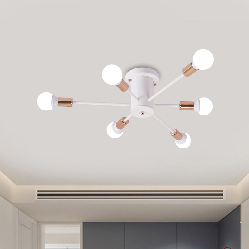6/8/10 Heads Spoetnik Semi-Mount Verlichting Hedendaags Metaal Zwart/Wit/Goud Plafondgemonteerd Armatuur voor Slaapkamer